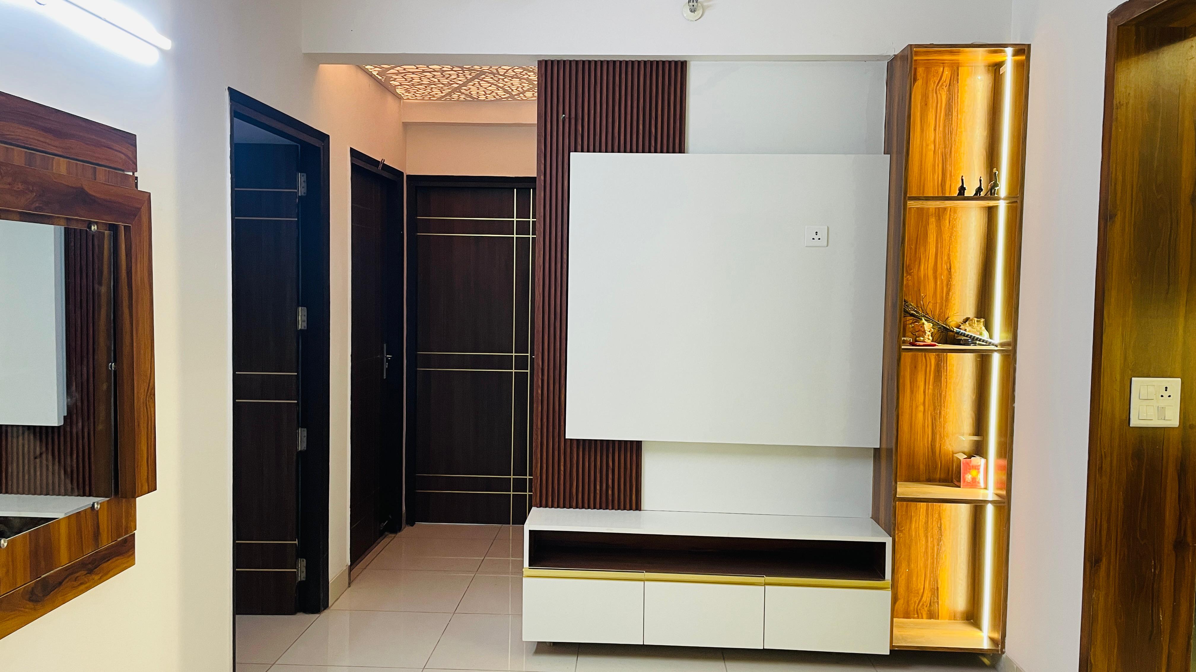 Full Wall Marble Entertainment Unit